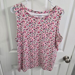 Croft & Barrow Women's Tank Top - Pink and Green Floral
